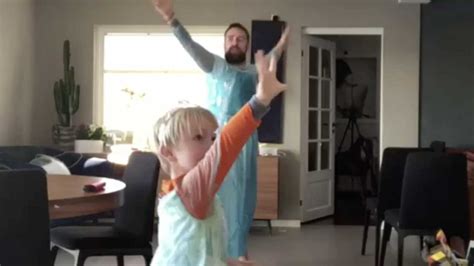 Let It Go Dad And 4 Year Old Son Wear Frozen Dresses Dance In