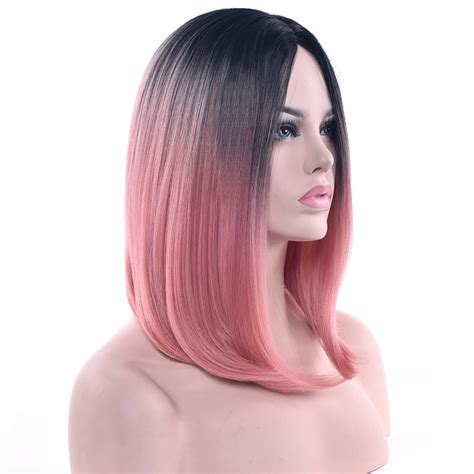 Soowee 11 Colors Black To Pink Ombre Hair Straight Bob