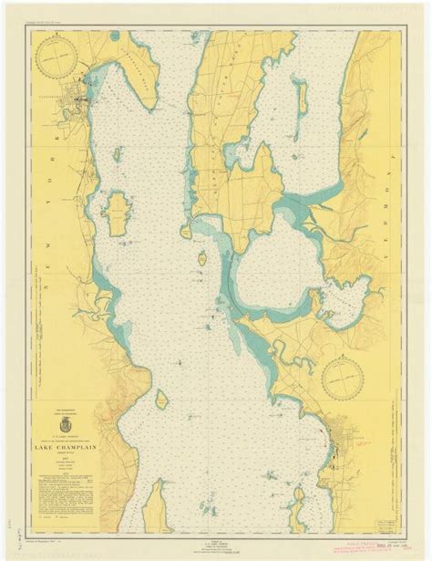 Lake Champlain Map Nautical Chart Print Etsy Canada Lake Champlain Champlain Nautical Map