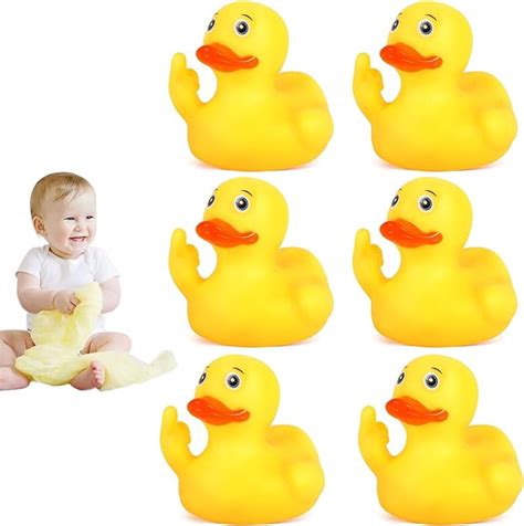 6pcs 197 Inch Mini Rubber Ducks Yellow Funny Rubber Duck With Small Duck Bath Toy