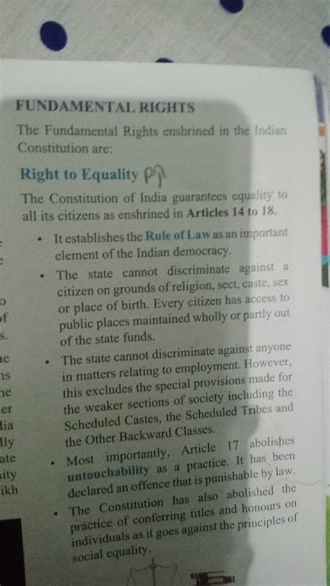 The Fundamental Rights Enshrined In The Indian Constitution Are Right To