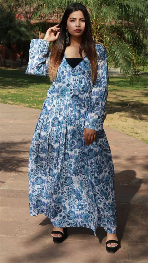Indian Cotton Summer Dress Ethnic Gown Kurta Dress For Women Etsy