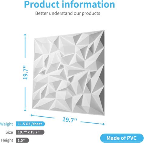 Buy Art3d Textures 3d Wall Panels White Diamond Design For Interior
