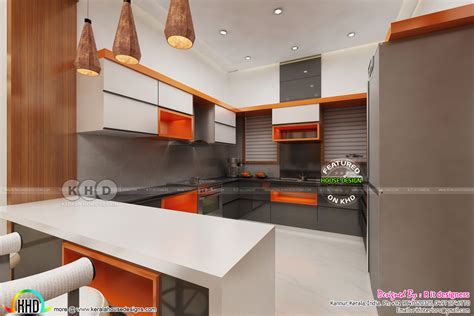 Dining With Open Kitchen And Living Room Kerala Home Design And Floor