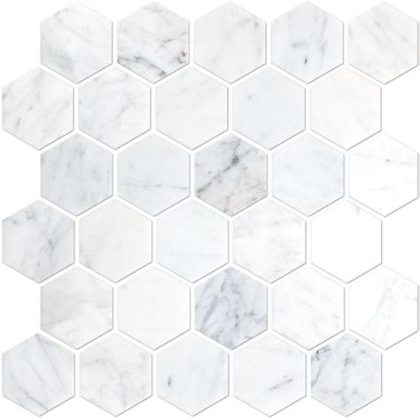 Carrara White Marble Honed Hexagon Mosaic Tile 2 X 2 In