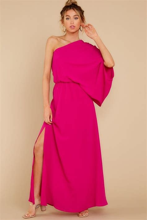 Pink One Shoulder Maxi Dress Affiliatelink Dresses Maxidress Red