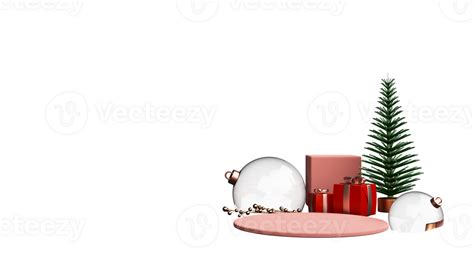 Free D Rendering Of Christmas Tree With Gift Boxes Glass Baubles