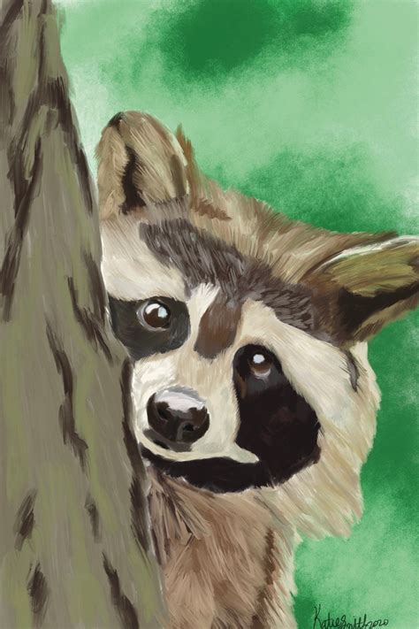 Raccoon Art Print Wall Decor Digital Art Print Woodland Animal Etsy