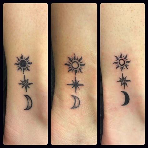 Moon Sun Star Tattoo Star Tattoo On Wrist Rising Sun Tattoos Moon