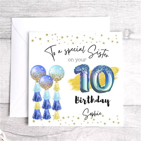 10th Birthday Card Personalised 10th Birthday Card Age 10 Etsy