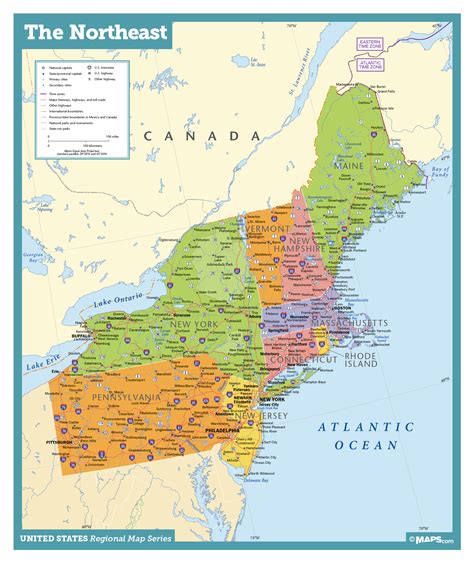Map Of Northeast Usa With States And Cities | Map Of West