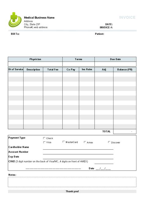 Medical Services Invoice Template Download Sample