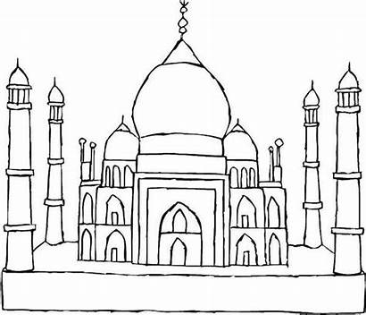 Taj Mahal Coloring Heritage Site Drawing Pages