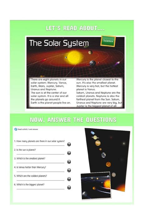Reading The Solar System Worksheet Live Worksheets