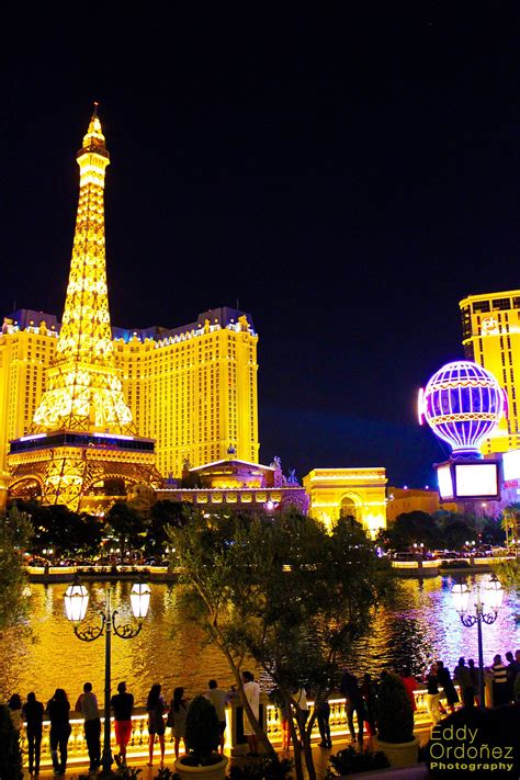 Paris Hotel As Seen From Across The Bellagio Pool Las Vegas Nevada