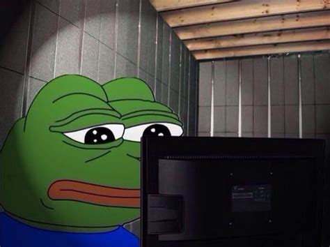 Sad Pepe At A Computer Blank Template Imgflip