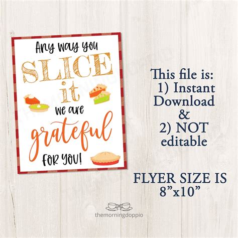 Printable Any Way You Slice It We Are Grateful For You Thank Etsy