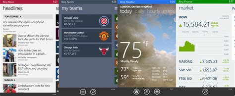 Bing Apps For Finance News Sports And Weather Now Available On