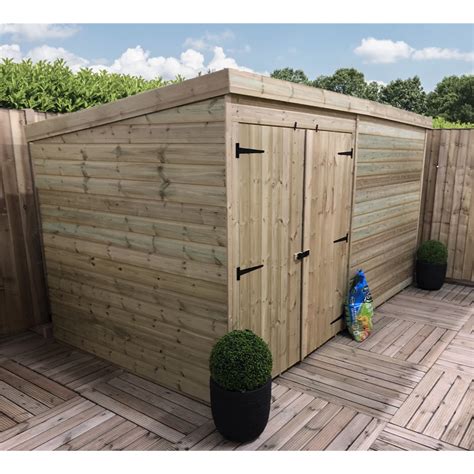 10 X 4 Windowless Pressure Treated Tongue And Groove Pent Shed With