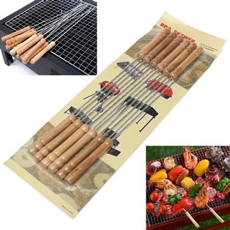 12pcs Set Stainless Steel Bbq Tools Thickened Wood Handle Barbecue