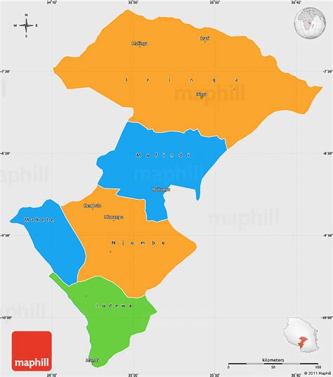 Political Simple Map Of Iringa Single Color Outside