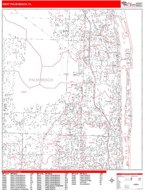 Brevard County Fl Zip Code Wall Map Red Line Style By Marketmaps