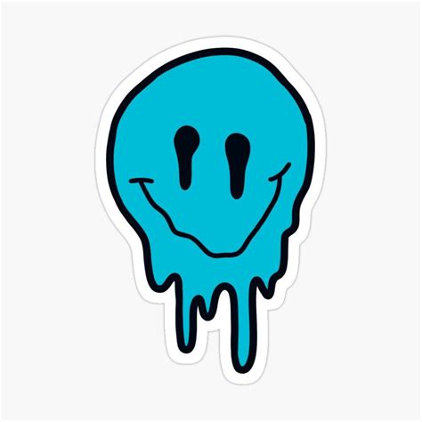 blue drippy smiley face Sticker by zarapatel in 2021 | Face stickers