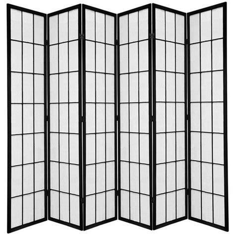 Shoji Room Divider Screen Black 6 Panel Home Storage And Living