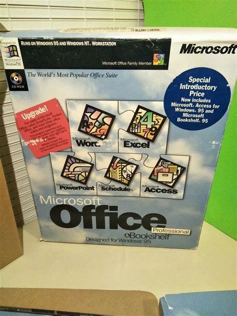 Vintage Microsoft Office 95 Professional And Bookshelf Cd Rom Boxed
