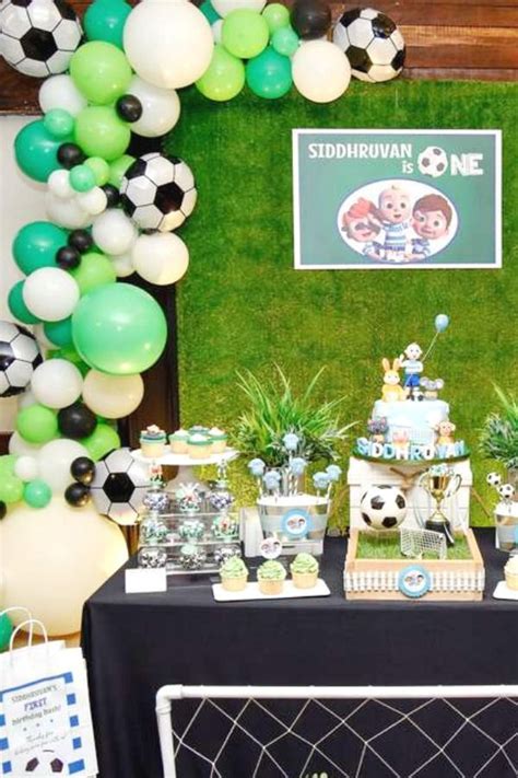 Birthday party, holiday decoration and other supplies. Cocomelon x The Soccer Theme Birthday Party Ideas | Photo ...