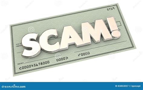 Scam Fraud Money Stealing Theft Word Check Stock Illustration