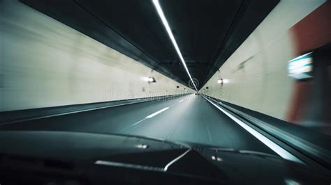 Long Tunnel View From Inside A Car Long Exposure Stock Image Image