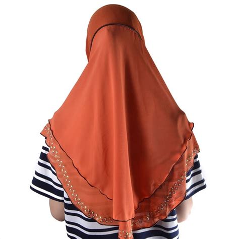 hawei home arabic muslim keffiyeh scarf wrap crystal ornament turban orange orange