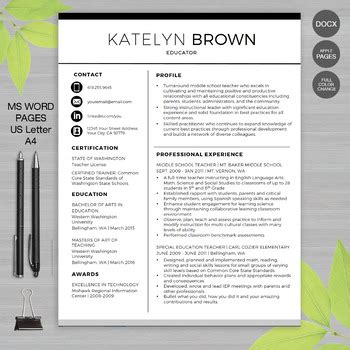Answer a few questions & your resume will make itself! TEACHER RESUME Template For MS Word | + Educator Resume ...