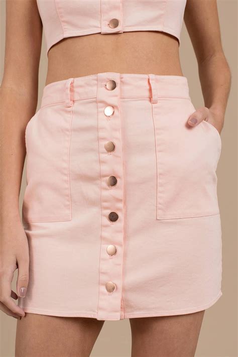 Stylestalker Mini Skirts Womens Stylestalker Niki Blush Front Button Skirt Blush Theipodteacher