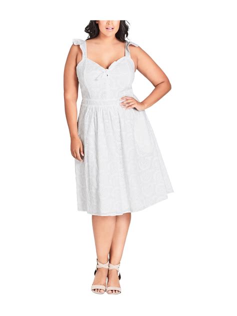 City Chic Womens Innocent A Line Dress White Xxl24w Plus Size