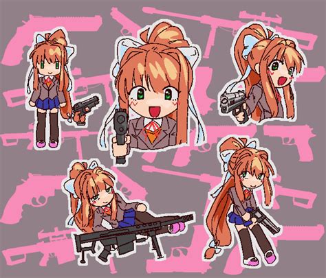 Monika With A Gun But As A Sticker Sheet So I Can Sell Stickers Buy