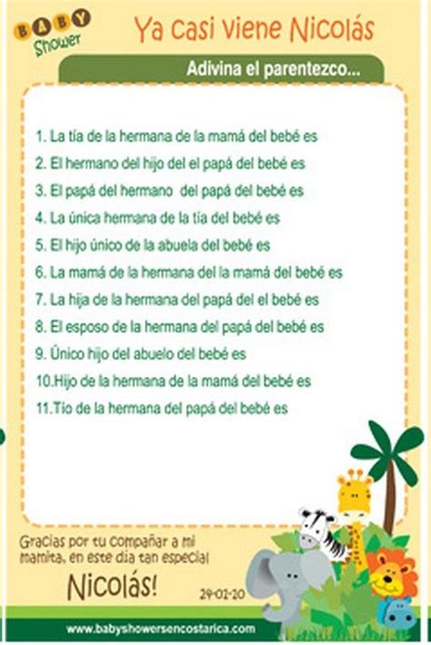 Gracioso juego para tu fiesta de baby shower babyshower juegos. Adivina el parentezco | Baby shower, Manualidades para ...