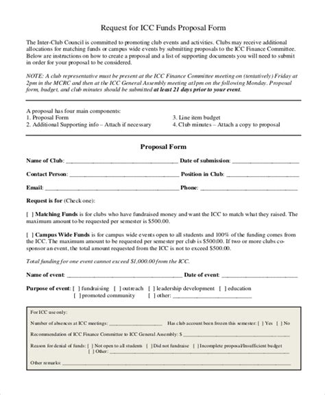 sample funding proposal forms   ms word