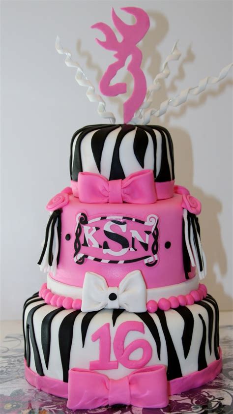Sweet 16 Zebra And Pink 3 Tiered Cake