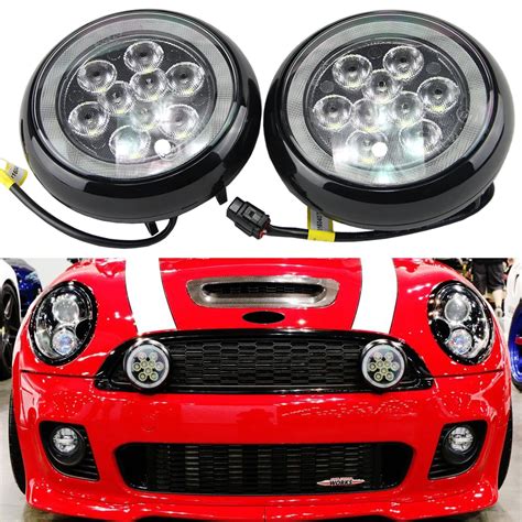 Black Led Halo Rally Drl Driving Fog Lights For Mini Cooper R55 R56 R58 R60 R61 Parts