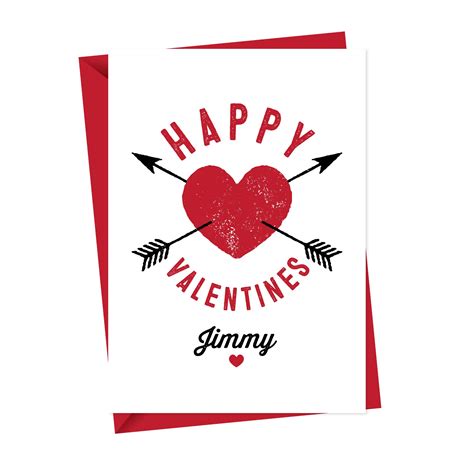 Valentines Day Card Love Heart With Arrows Personalised Valentines