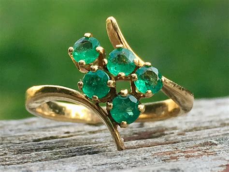 Vintage Emerald Ring 18k Emerald Engagement Ring Vintage Columbian