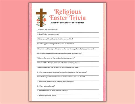 Religious Easter Trivia Easter Trivia Game Resurrection He Etsy