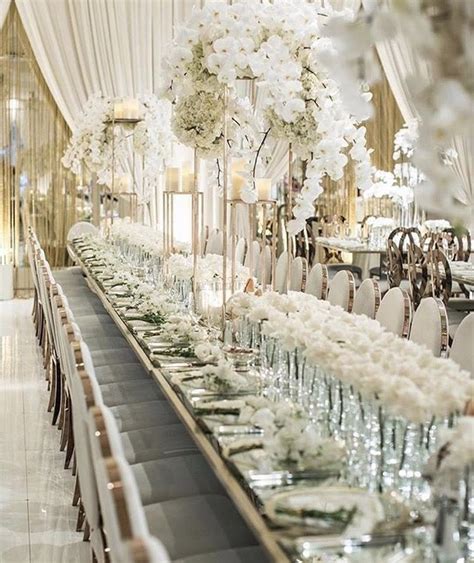 Luxury All White Wedding Reception Decor White Wedding Decorations