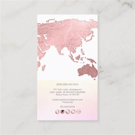 Pixdezines Going Globalfaux Rose Gold Word Map Business Card Zazzle