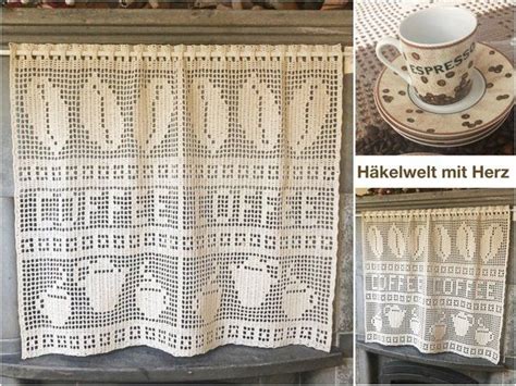Küchenfenster gardinen küche fenster häkelvorhänge küchengardinen gardinen häkeln scheibengardine spitze fenster spitzenvorhänge vorhänge küche. Gardine häkeln // Vorhang // Kaffee-Motiv | Gardinen ...