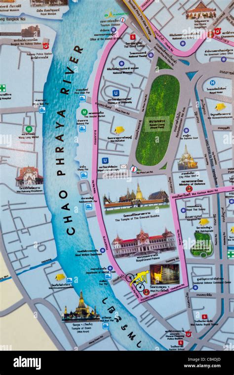 Thailand Bangkok Map Of Main Tourist Attraction Stock Photo 41280469