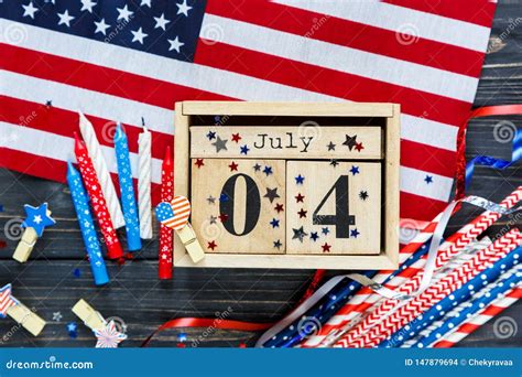 Wooden Calendar 4th of July Day of American Independence, Decorations