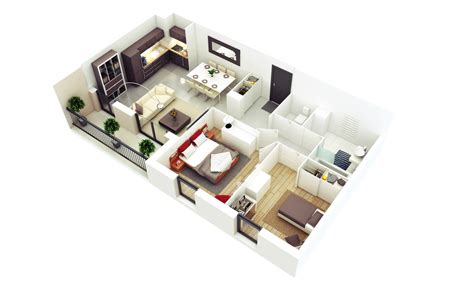 The best collection of modern house plans, projects of schools, churches and much more for you. 25 More 2 Bedroom 3D Floor Plans | Small house design ...
